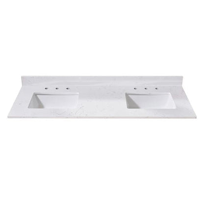 Altair Trento 61" x 22" Aosta White Composite Stone Bathroom Vanity Top With Double White SInk