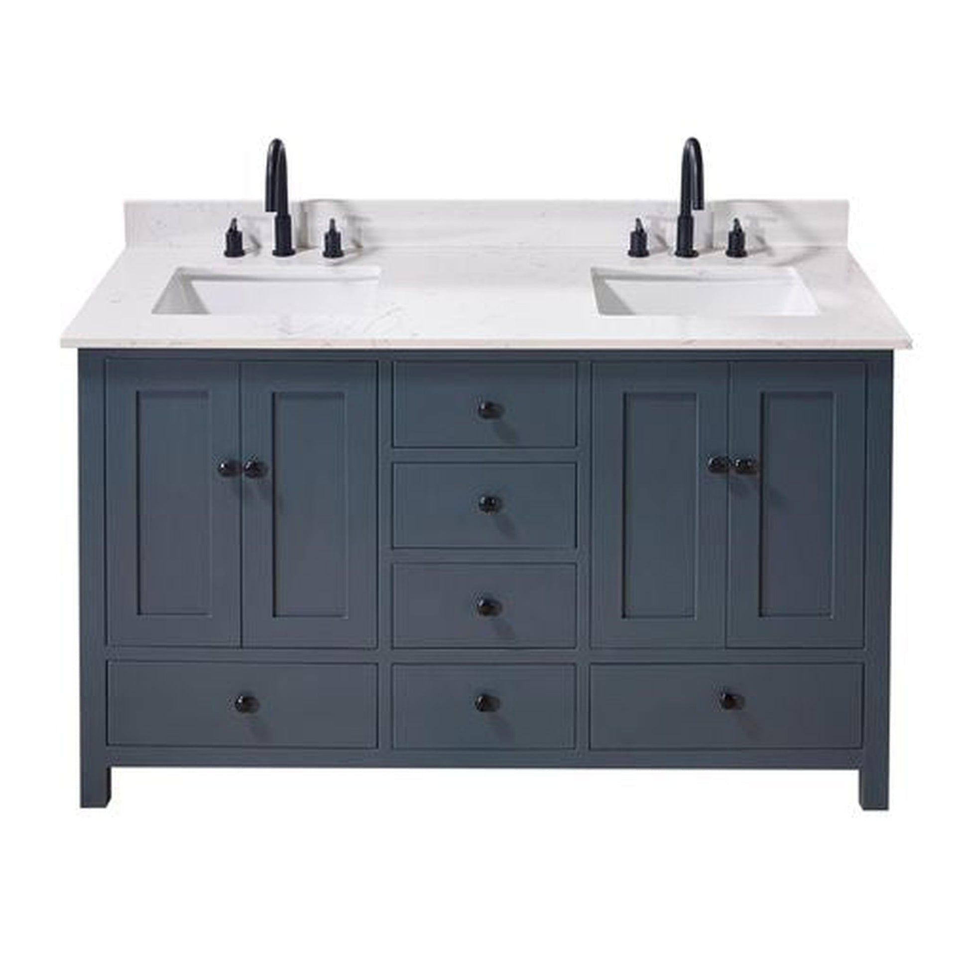 Altair Trento 61" x 22" Aosta White Composite Stone Bathroom Vanity Top With Double White SInk