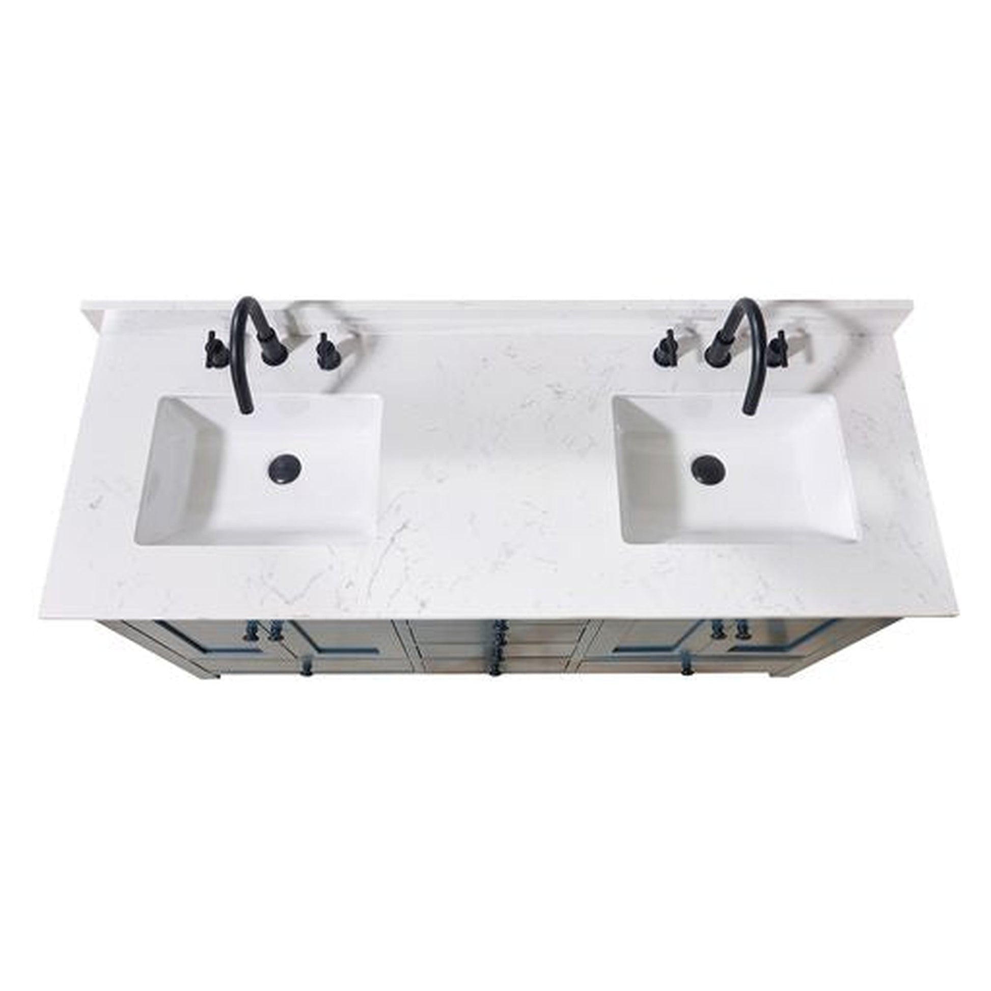 Altair Trento 61" x 22" Aosta White Composite Stone Bathroom Vanity Top With Double White SInk