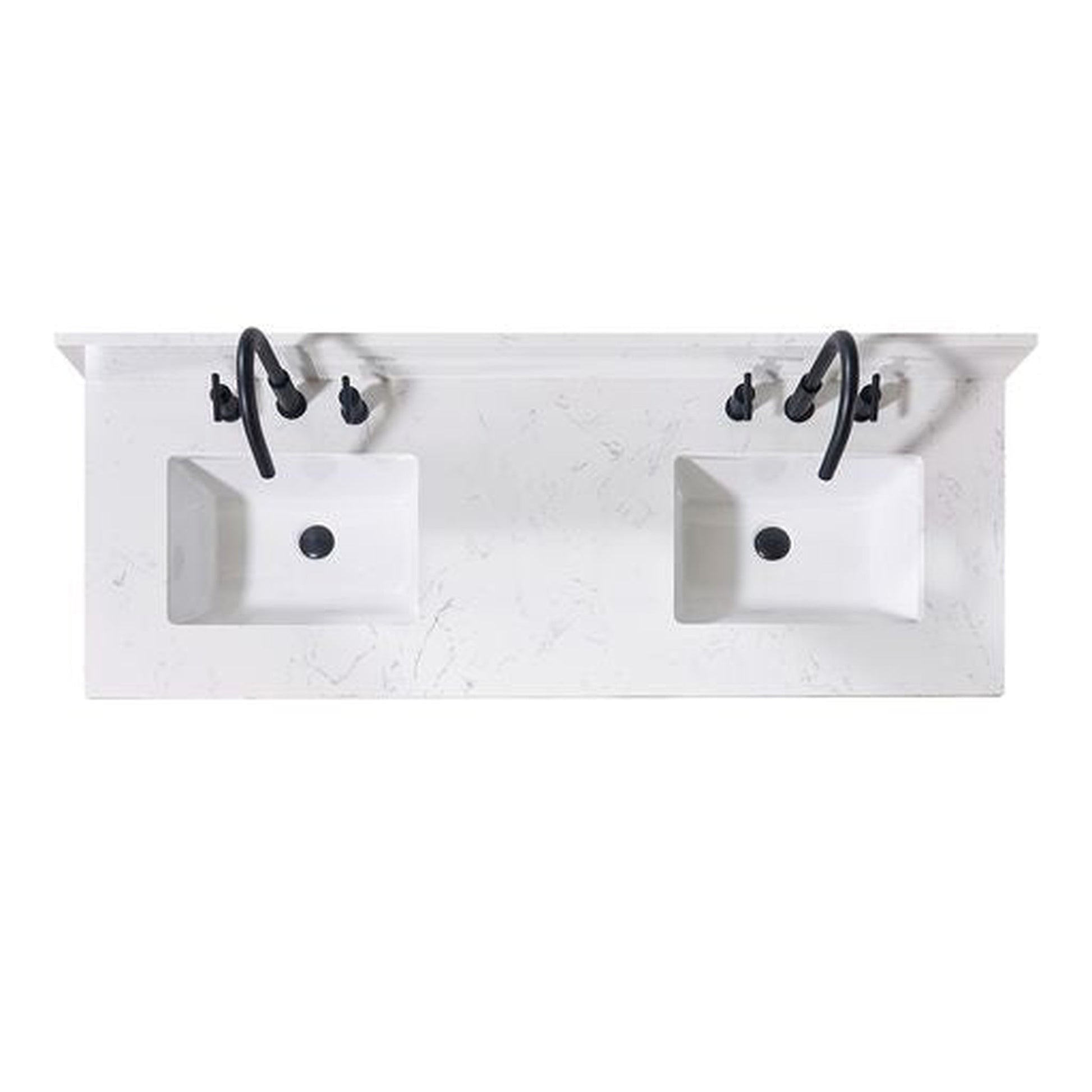 Altair Trento 61" x 22" Aosta White Composite Stone Bathroom Vanity Top With Double White SInk