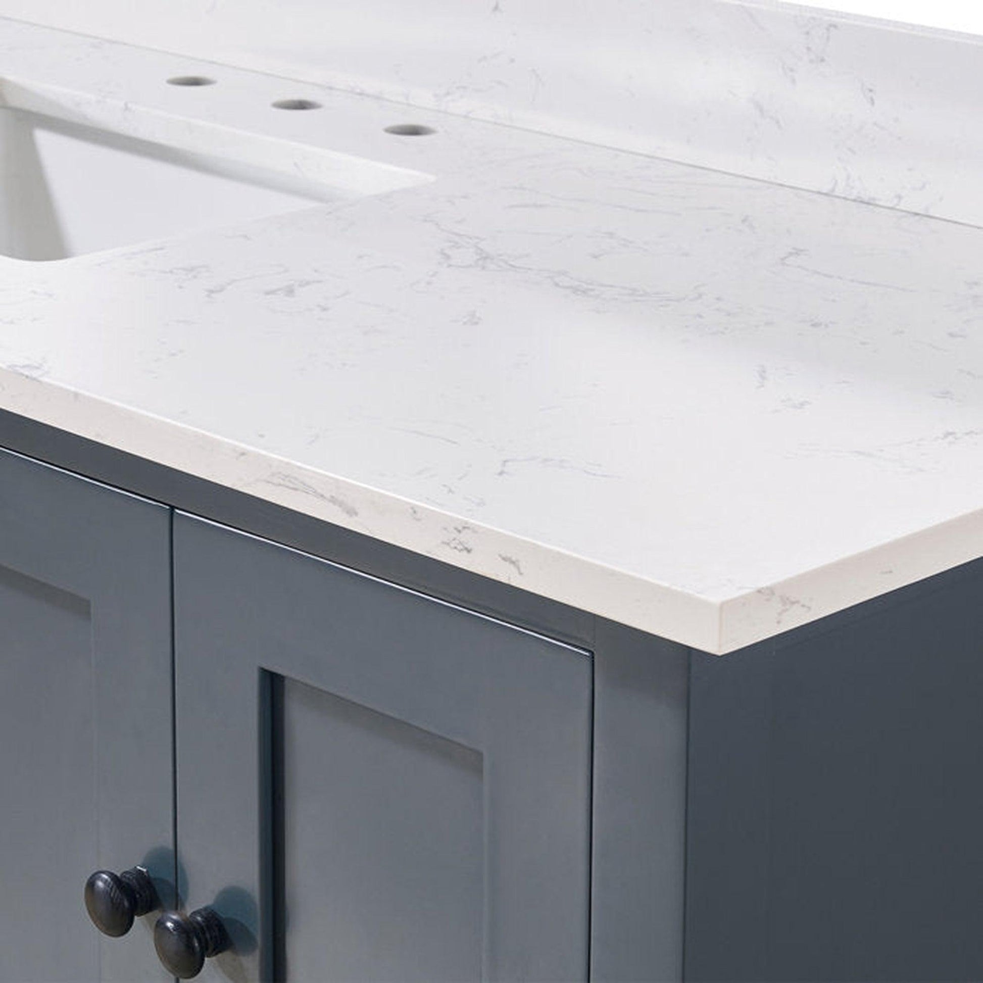 Altair Trento 61" x 22" Aosta White Composite Stone Bathroom Vanity Top With Single White SInk