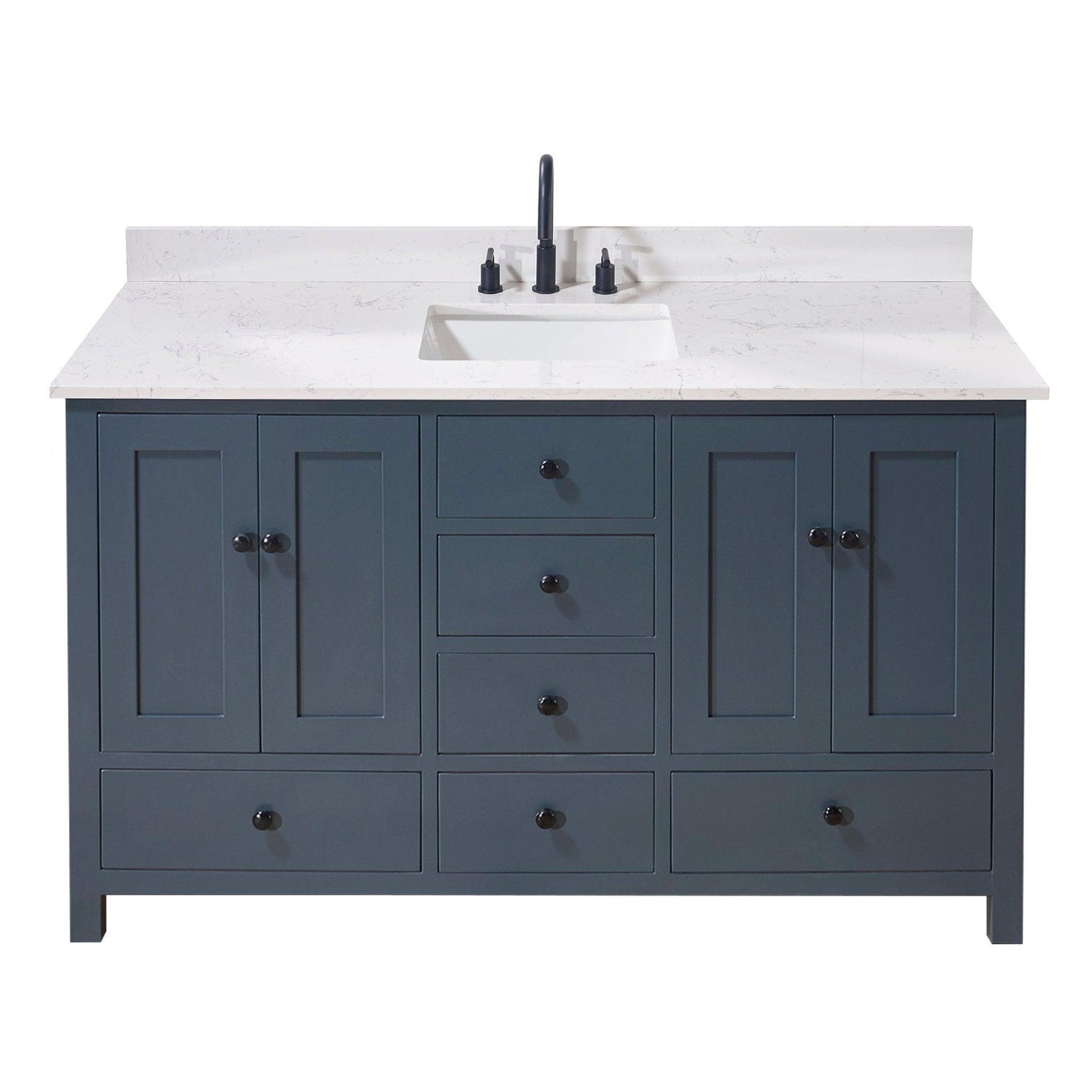 Altair Trento 61" x 22" Aosta White Composite Stone Bathroom Vanity Top With Single White SInk