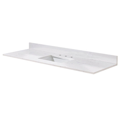 Altair Trento 61" x 22" Aosta White Composite Stone Bathroom Vanity Top With Single White SInk