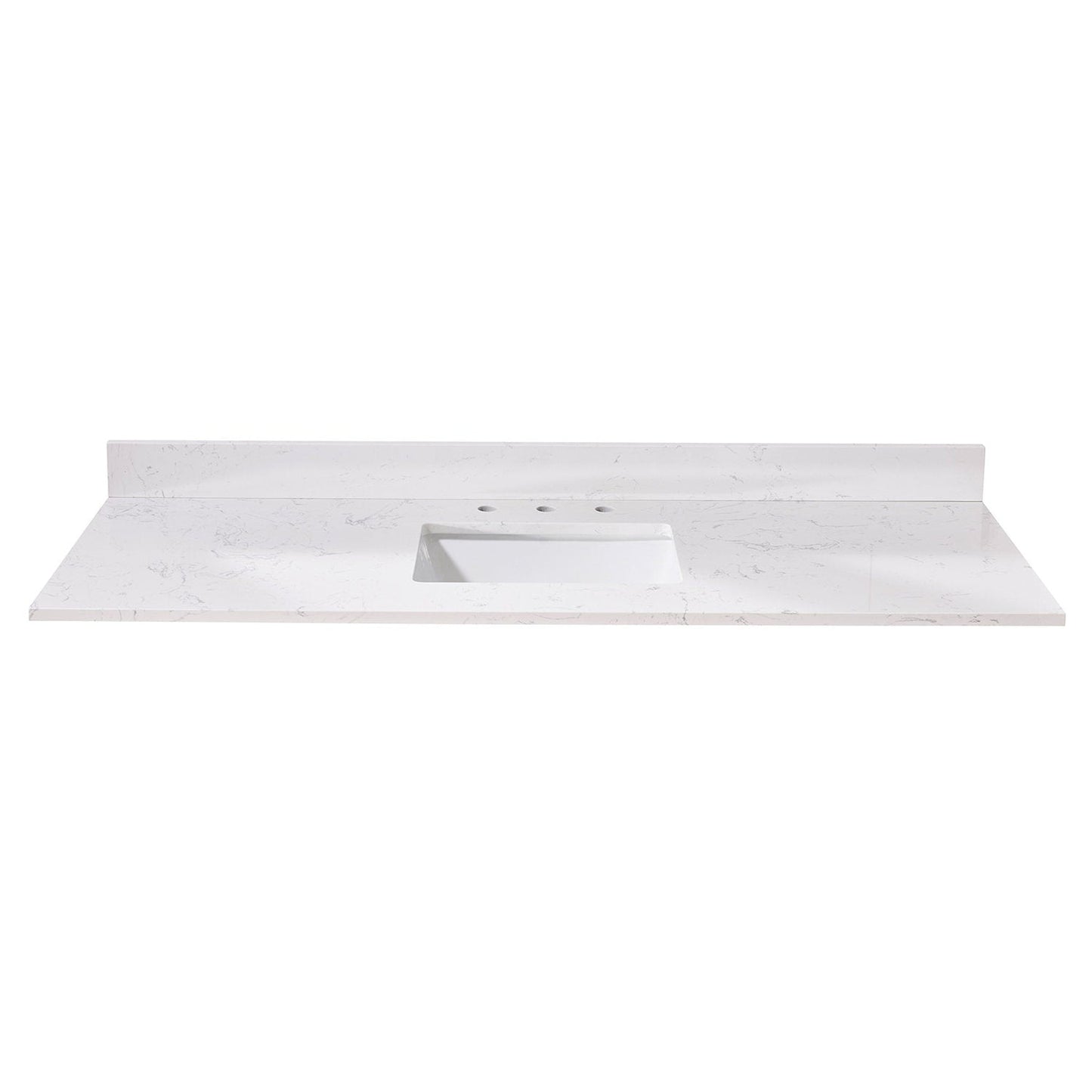 Altair Trento 61" x 22" Aosta White Composite Stone Bathroom Vanity Top With Single White SInk