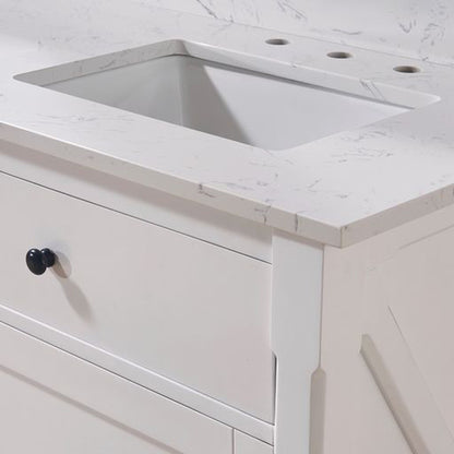 Altair Trento 73" x 22" Aosta White Composite Stone Bathroom Vanity Top With White SInk