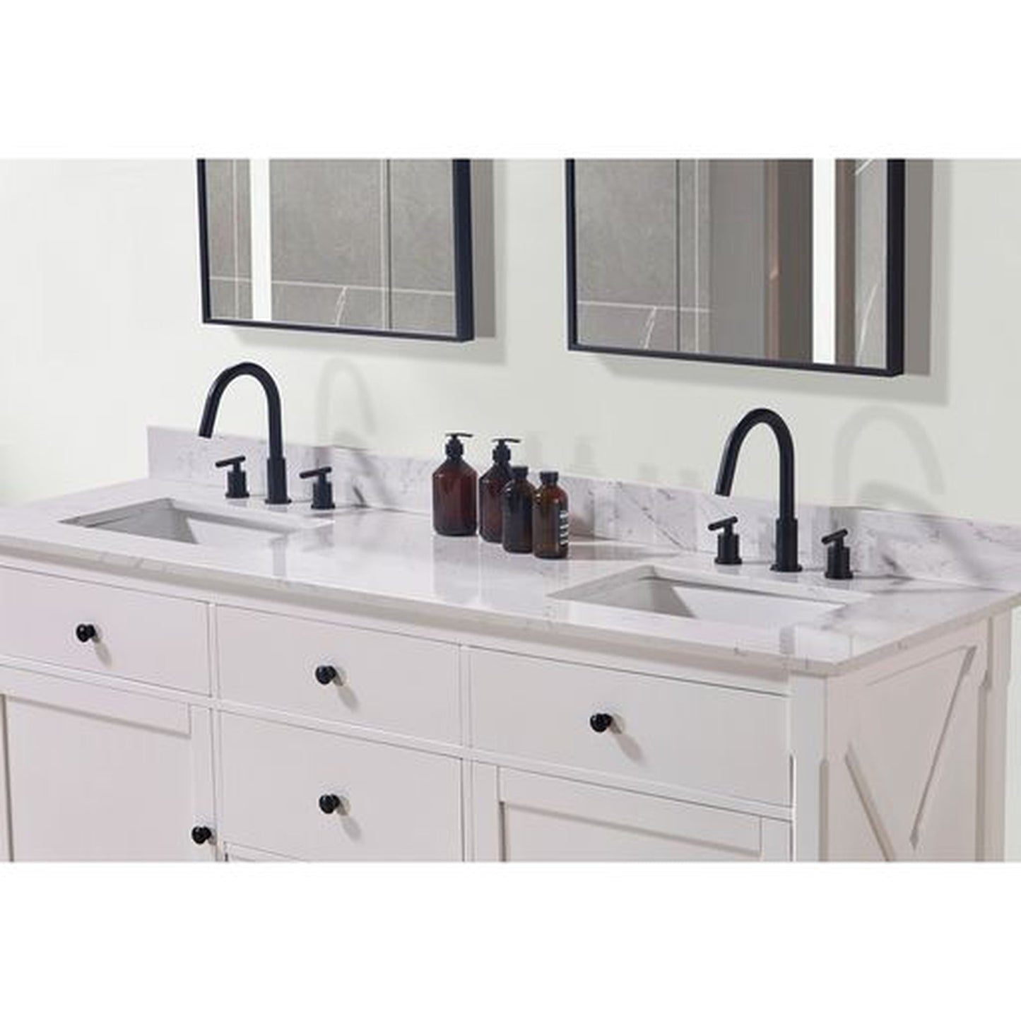 Altair Trento 73" x 22" Aosta White Composite Stone Bathroom Vanity Top With White SInk