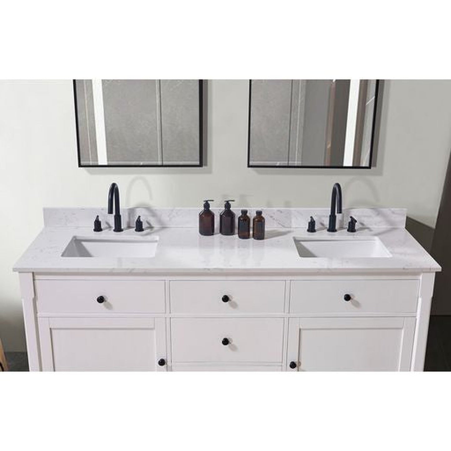 Altair Trento 73" x 22" Aosta White Composite Stone Bathroom Vanity Top With White SInk