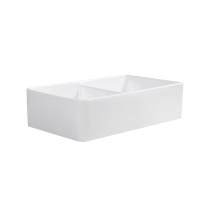 Altair Trieste 32" Rectangular White Ceramic Double Farmhouse Sink