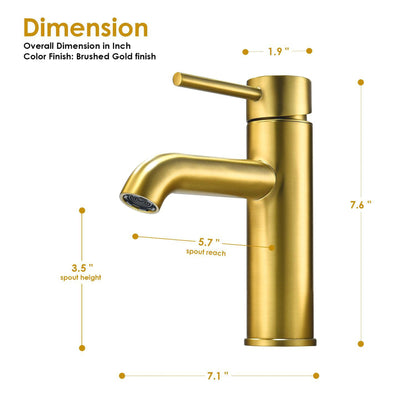 Altair Tubize Brushed Gold Single-Handle Single-Hole Sink Faucet