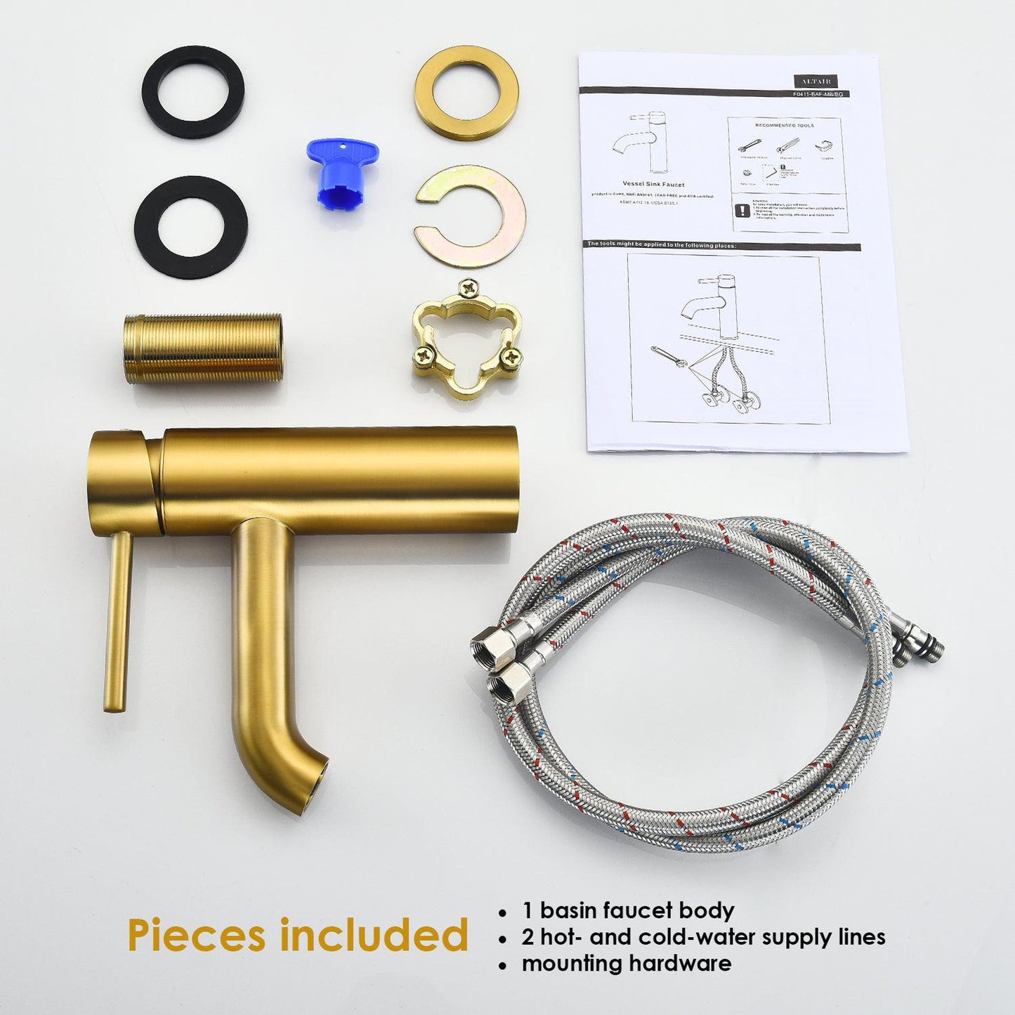 Altair Tubize Brushed Gold Single-Handle Single-Hole Sink Faucet