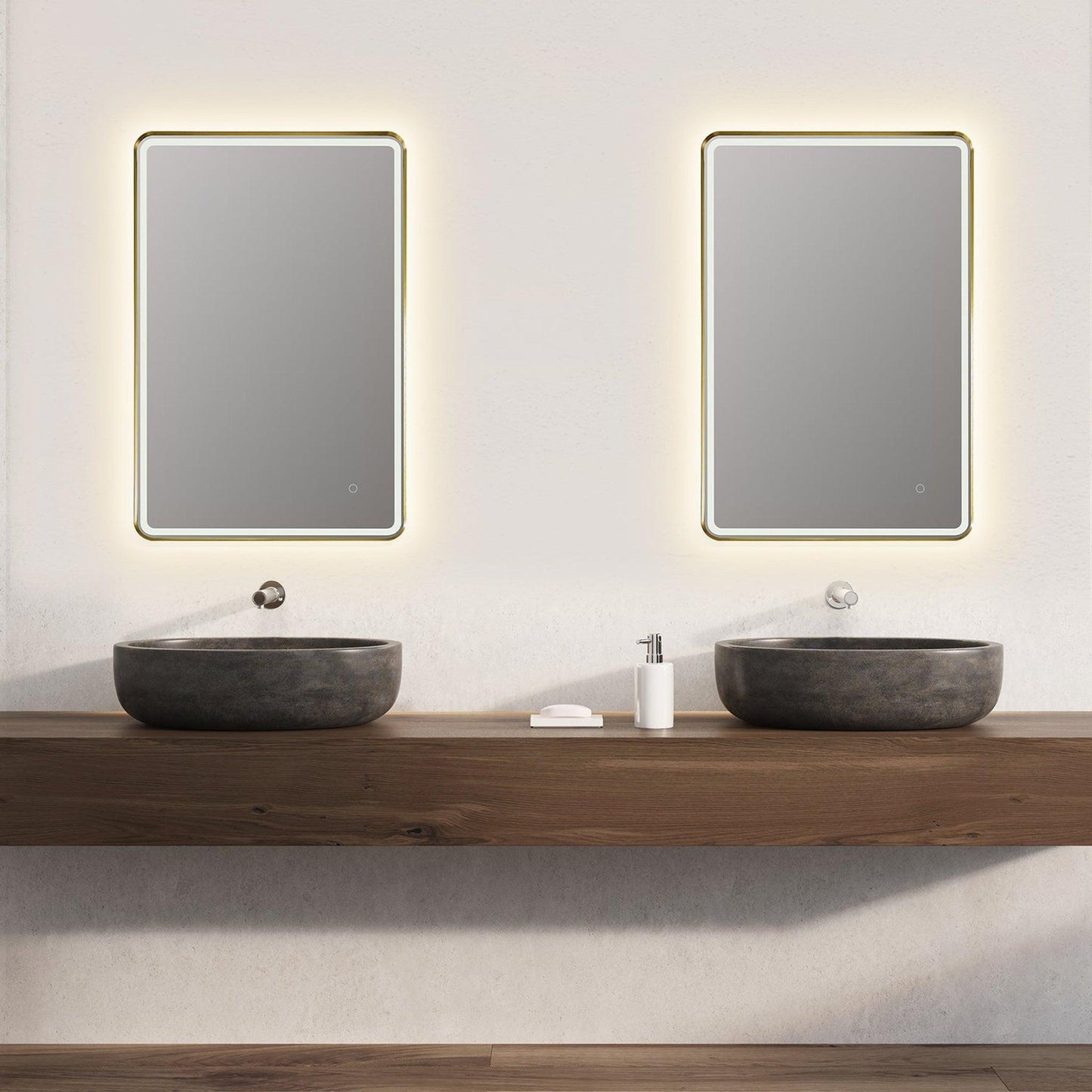 Altair Viaggi 24" Rectangle Brushed Gold Wall-Mounted LED Mirror