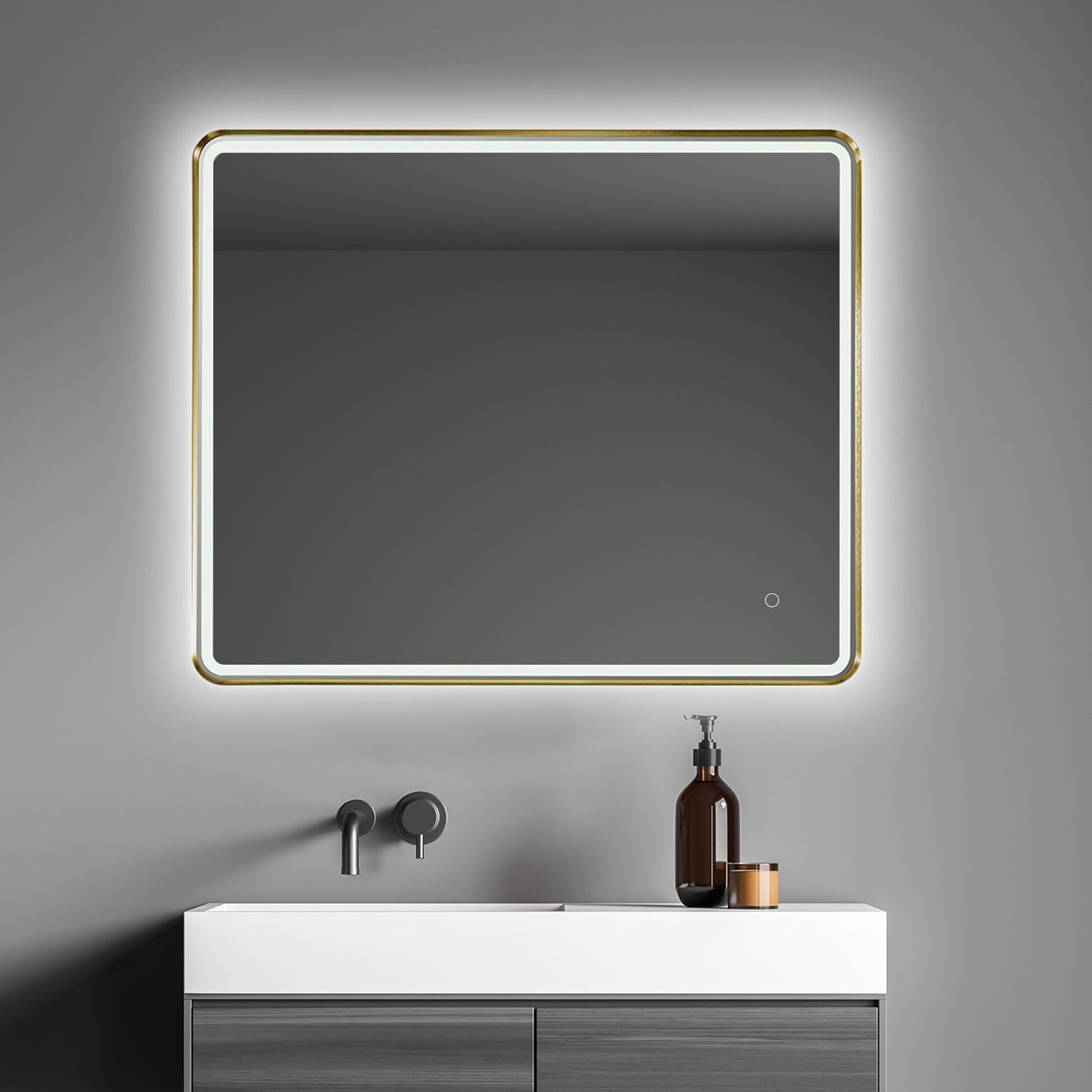 Altair Viaggi 36" Rectangle Brushed Gold Wall-Mounted LED Mirror