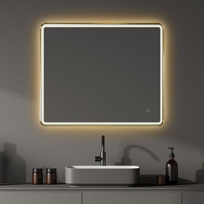 Altair Viaggi 36" Rectangle Brushed Gold Wall-Mounted LED Mirror