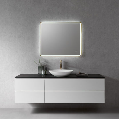Altair Viaggi 36" Rectangle Brushed Gold Wall-Mounted LED Mirror