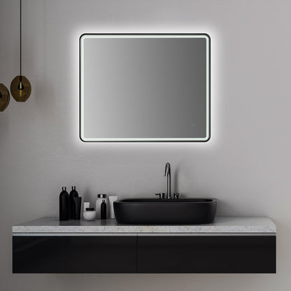 Altair Viaggi 36" Rectangle Matte Black Wall-Mounted LED Mirror