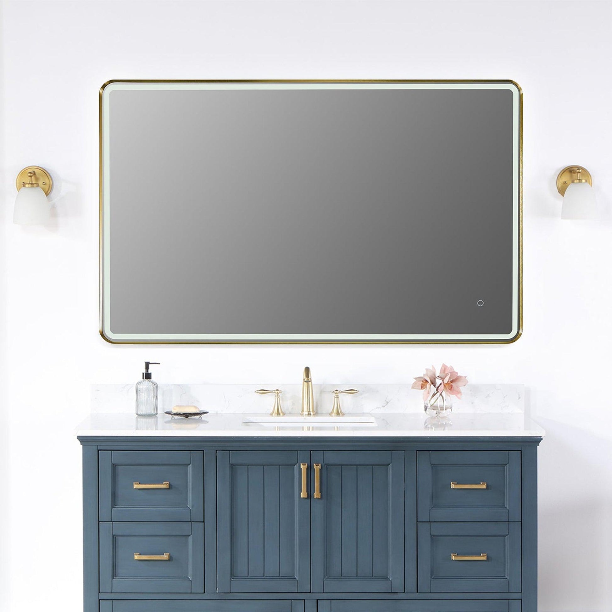 Altair Viaggi 48" Rectangle Brushed Gold Wall-Mounted LED Mirror
