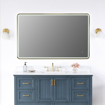 Altair Viaggi 48" Rectangle Brushed Gold Wall-Mounted LED Mirror