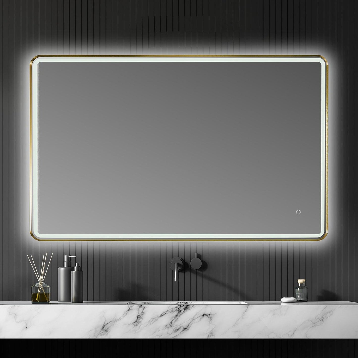 Altair Viaggi 48" Rectangle Brushed Gold Wall-Mounted LED Mirror