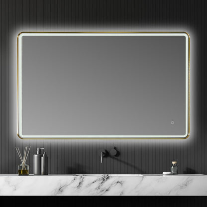 Altair Viaggi 48" Rectangle Brushed Gold Wall-Mounted LED Mirror