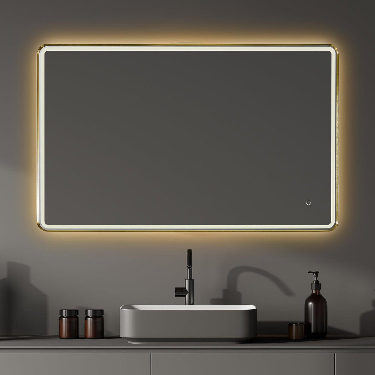 Altair Viaggi 48" Rectangle Brushed Gold Wall-Mounted LED Mirror