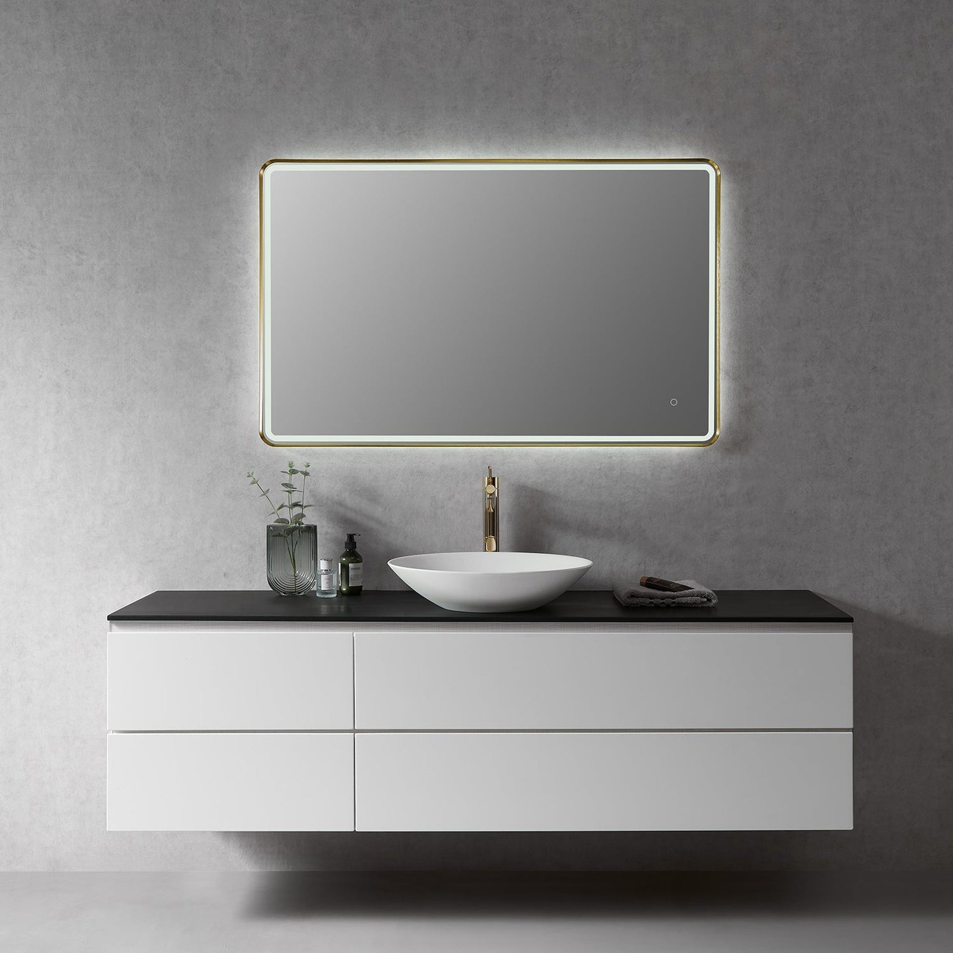 Altair Viaggi 48" Rectangle Brushed Gold Wall-Mounted LED Mirror