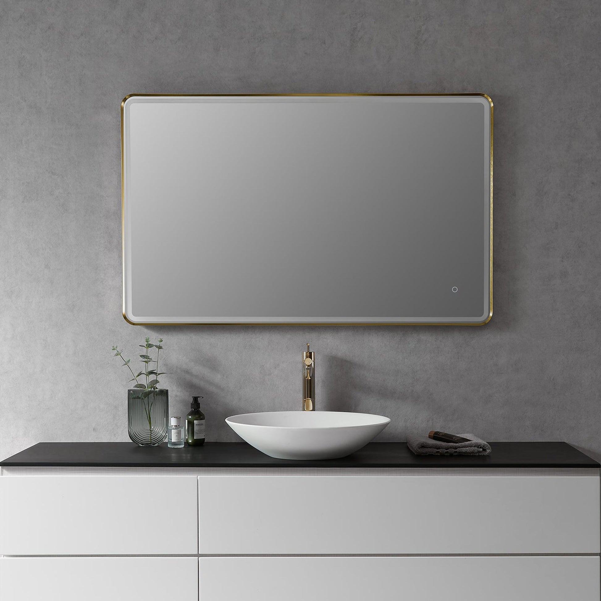 Altair Viaggi 48" Rectangle Brushed Gold Wall-Mounted LED Mirror