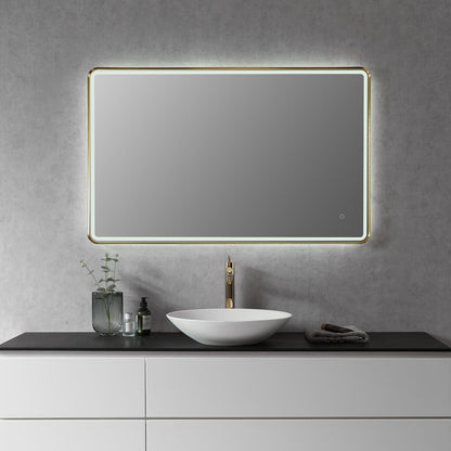 Altair Viaggi 48" Rectangle Brushed Gold Wall-Mounted LED Mirror
