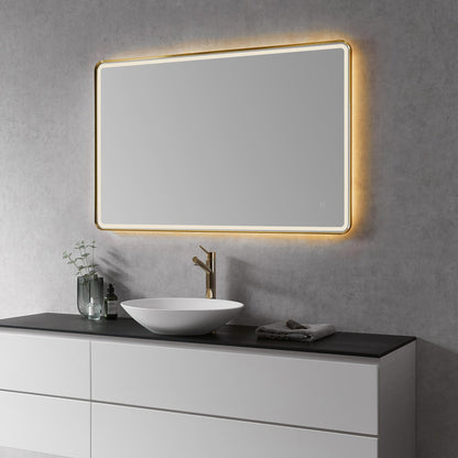 Altair Viaggi 48" Rectangle Brushed Gold Wall-Mounted LED Mirror