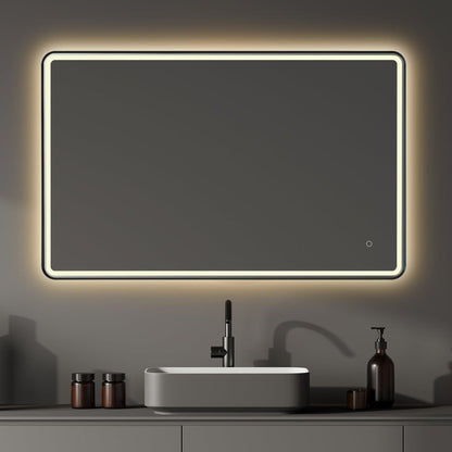 Altair Viaggi 48" Rectangle Matte Black Wall-Mounted LED Mirror