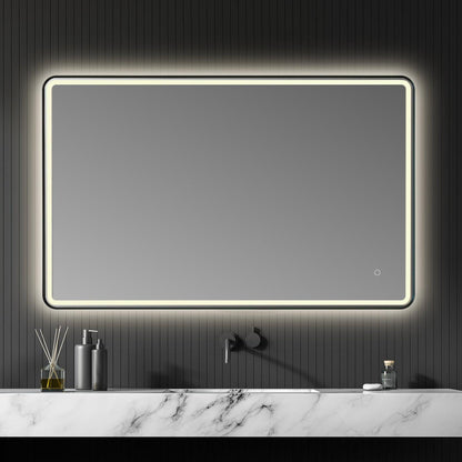 Altair Viaggi 48" Rectangle Matte Black Wall-Mounted LED Mirror