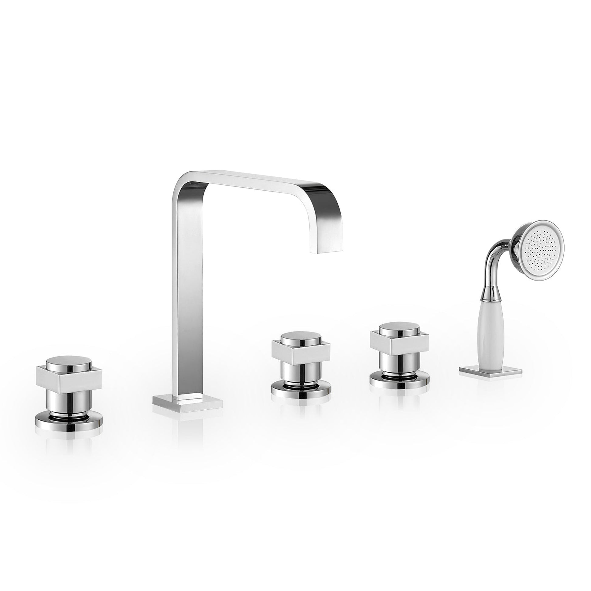 Altair Vikran Polished Chome Triple Handle Deck-mounted Bathtub Faucet With Handshower