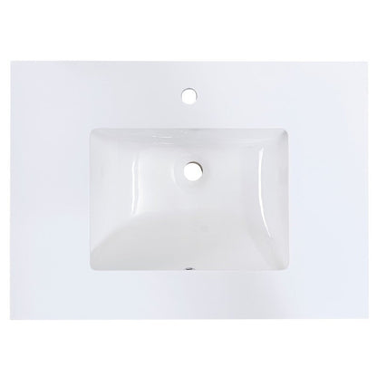 Altair Viterbo 31" x 22" Snow White Composite Stone Bathroom Vanity Top With White SInk