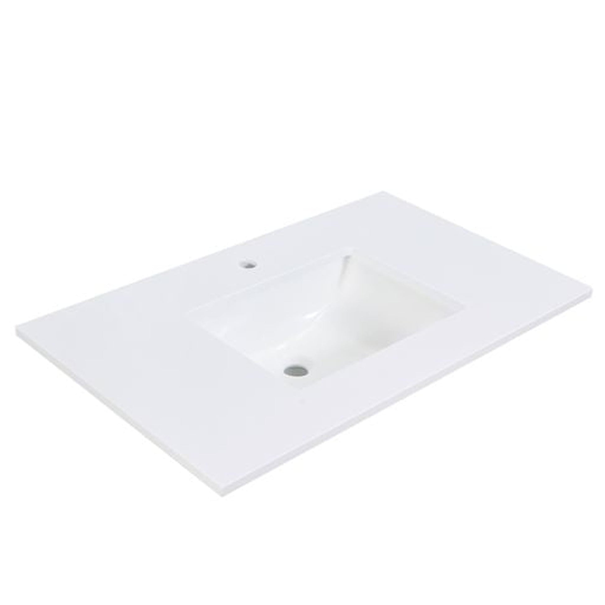 Altair Viterbo 37" x 22" Snow White Composite Stone Bathroom Vanity Top With White SInk