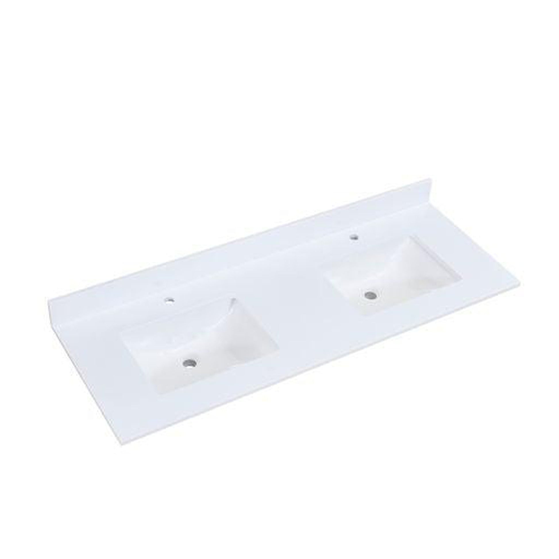 Altair Viterbo 61" x 22" Snow White Composite Stone Bathroom Vanity Top With Double White SInk