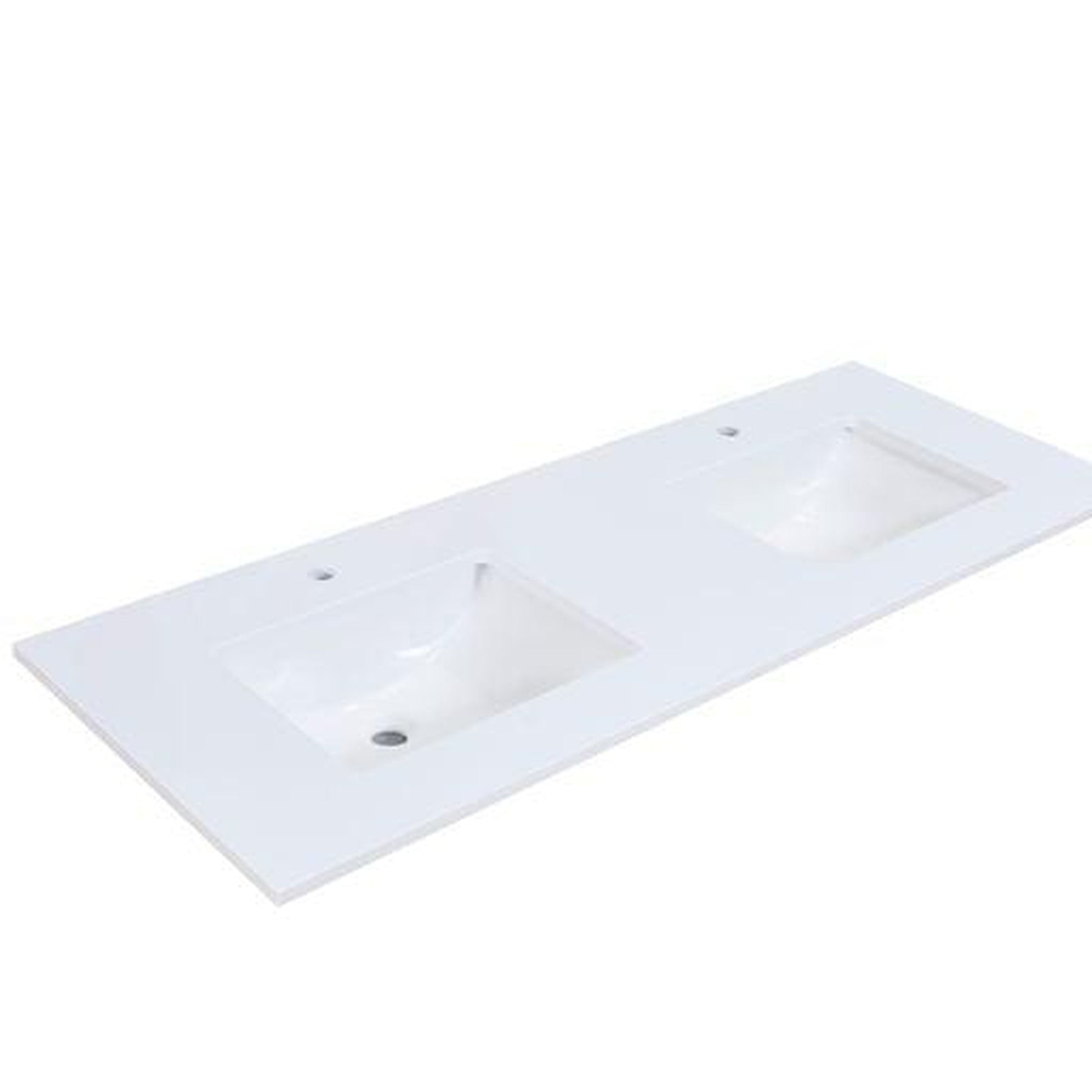 Altair Viterbo 61" x 22" Snow White Composite Stone Bathroom Vanity Top With Double White SInk