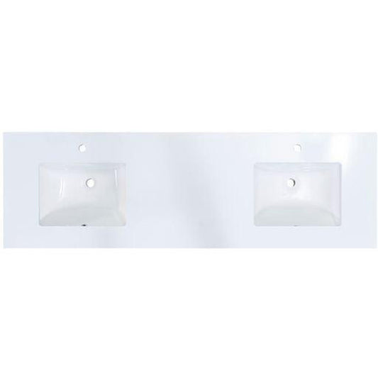 Altair Viterbo 73" x 22" Snow White Composite Stone Bathroom Vanity Top With White SInk