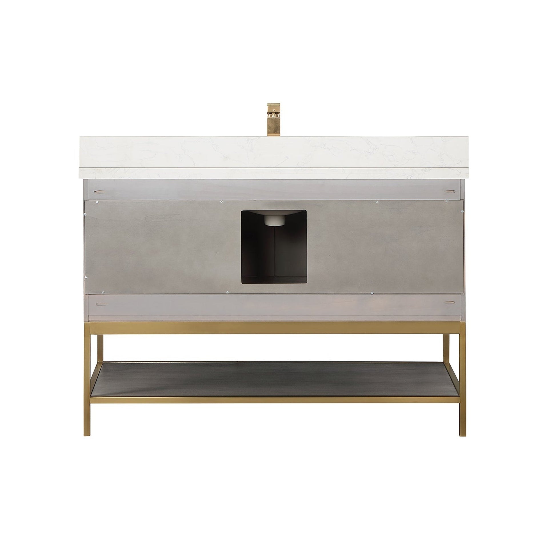 Altair Wildy 48" Classical Grey Freestanding Single Bathroom Vanity Set With Stylish Composite Grain White Stone Top, Rectangular Undermount Ceramic Sink, Overflow, and Backsplash
