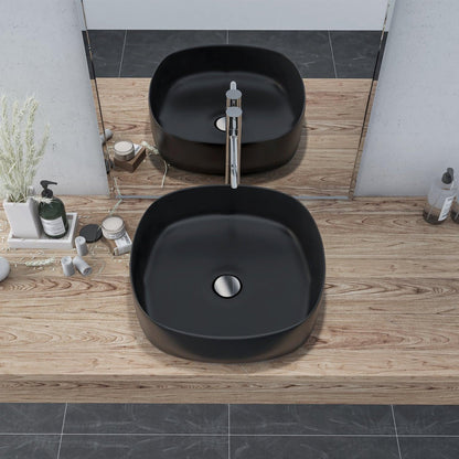 Altair Zion 16" Square Black Ceramic Bathroom Vanity Sink