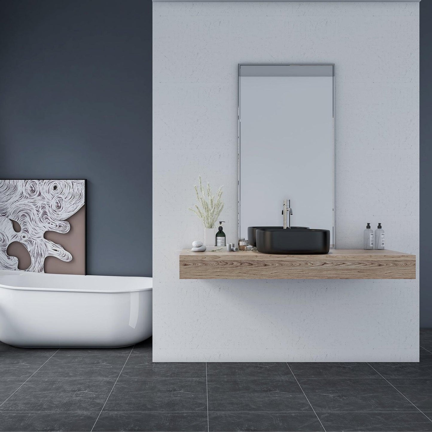Altair Zion 16" Square Black Ceramic Bathroom Vanity Sink