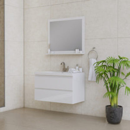 Alya Bath Paterno 36" Single White Modern Wall Mounted Bathroom Vanity With Acrylic Top and Integrated Sink