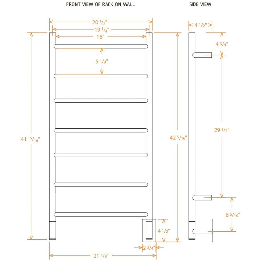 Amba Jeeves F Straight 7-Bar Matte Black Finish Hardwired Drying Rack