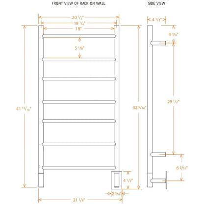 Amba Jeeves F Straight 7-Bar Matte Black Finish Hardwired Drying Rack