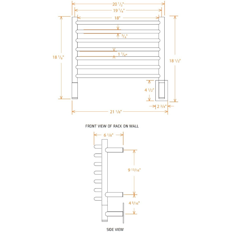 Amba Jeeves H Curved 7-Bar Brushed Stainless Steel Hardwired Towel Warmer