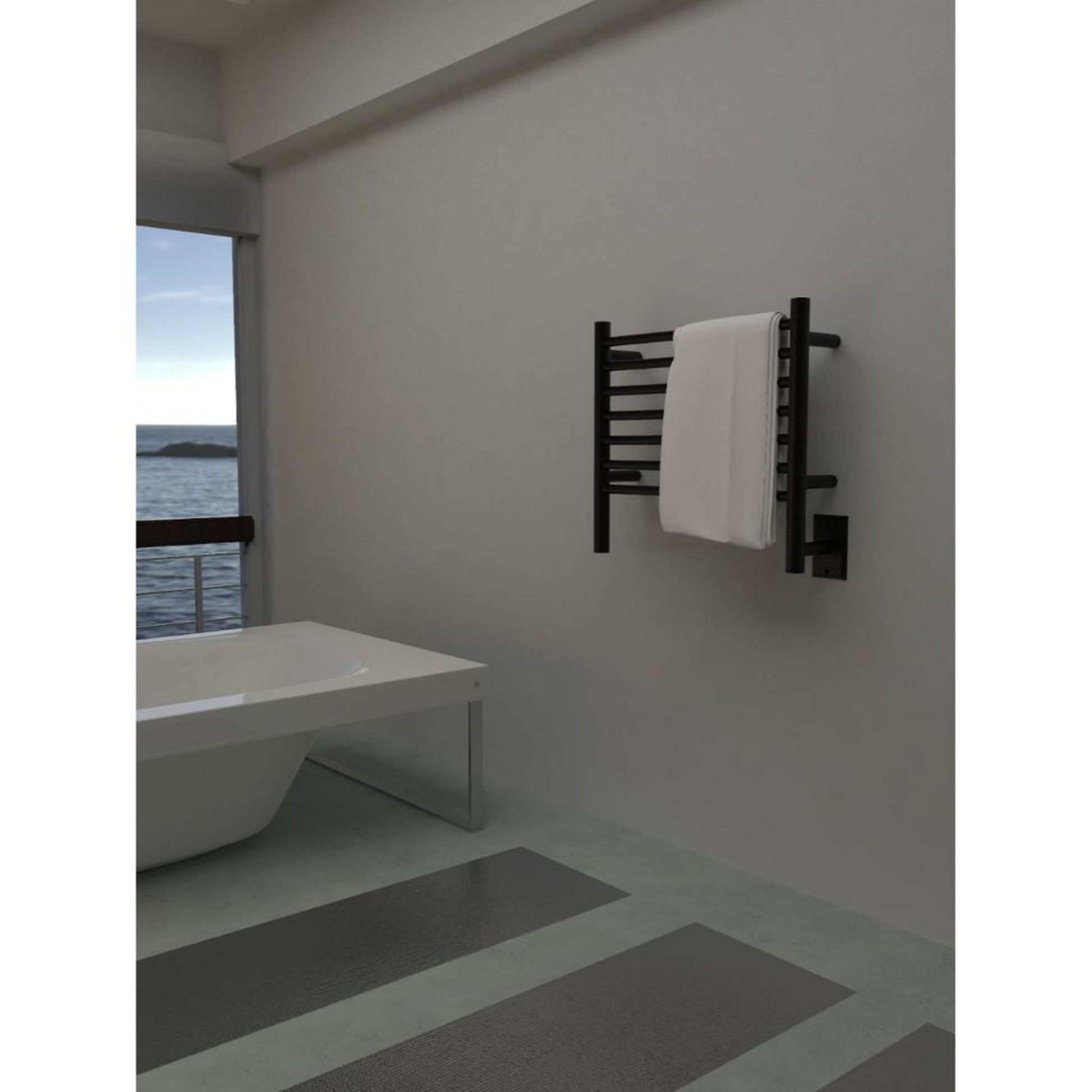 Amba Jeeves H Straight 7-Bar Matte Black Finish Hardwired Towel Warmer