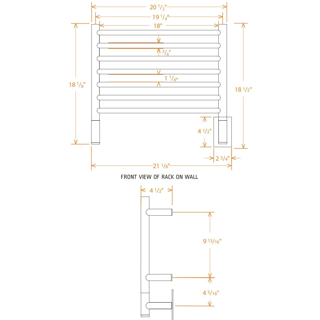 Amba Jeeves H Straight 7-Bar Oil Rubbed Bronze Finish Hardwired Towel Warmer