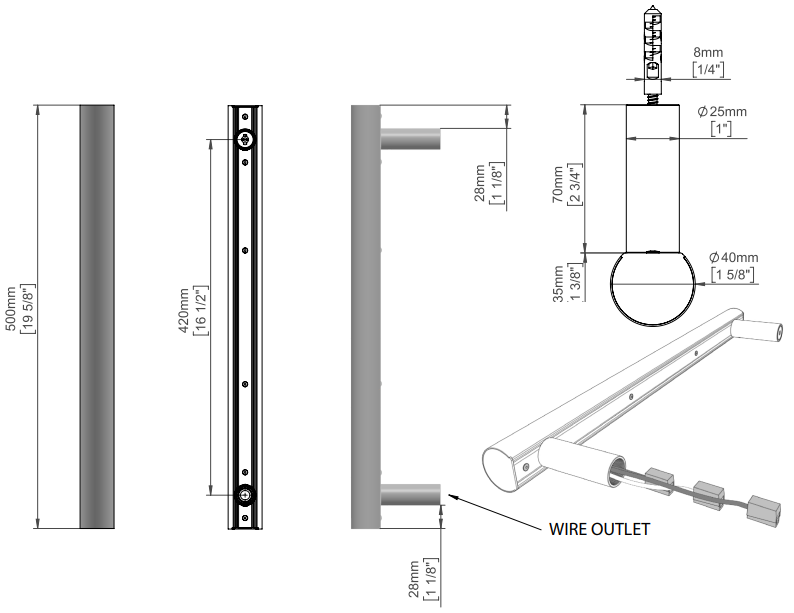 Amba Modello I Round 20" Hardwired Single Bar Brushed Stainless Steel Towel Warmer