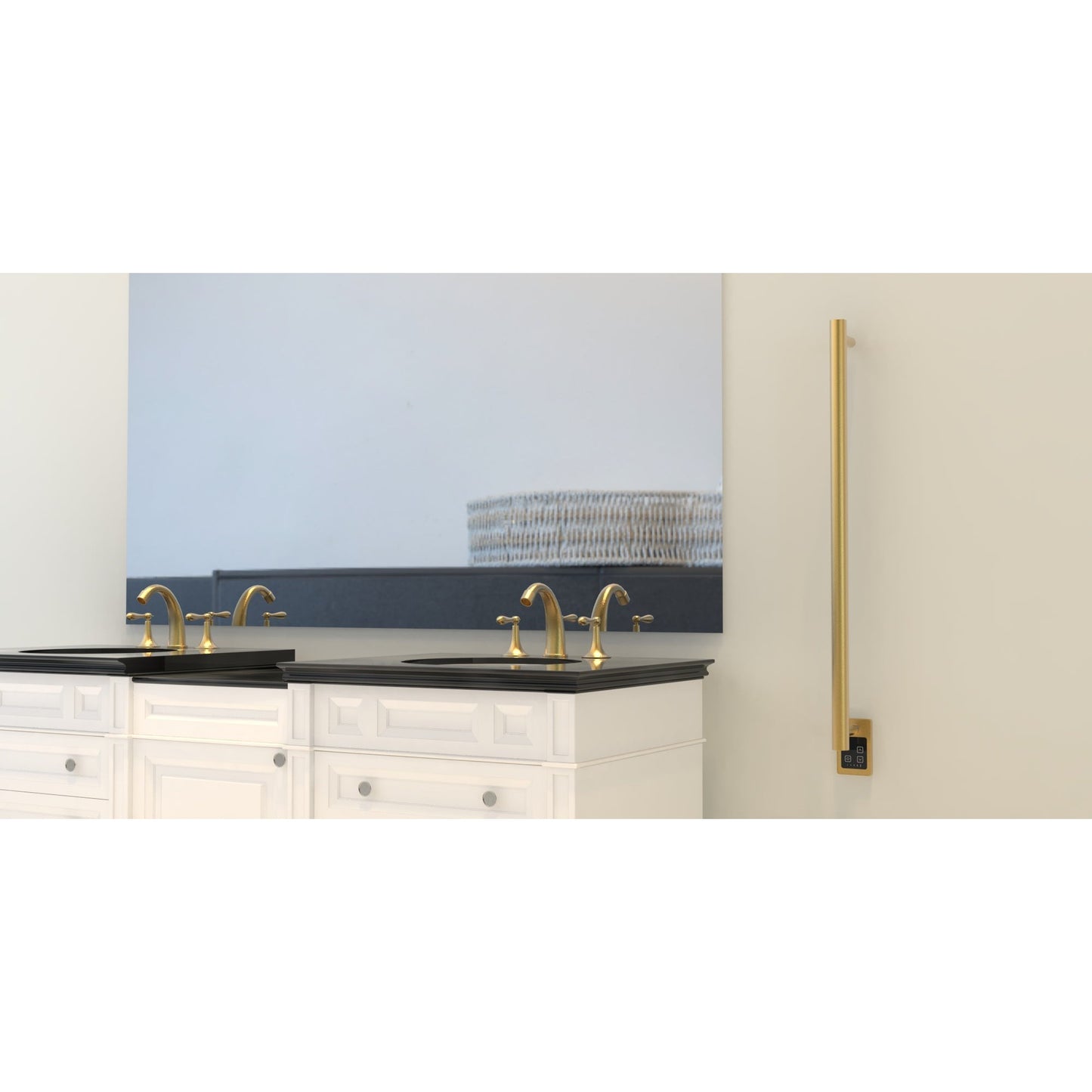 Amba Modello I Round 40" Hardwired Single Bar Satin Brass Towel Warmer