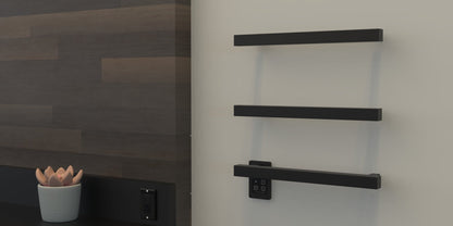 Amba Modello I Square 20" Hardwired Single Bar Matte Black Towel Warmer