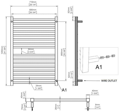 Amba Quadro Q2942 16-Bar Brushed Stainless Steel Hardwired Towel Warmer