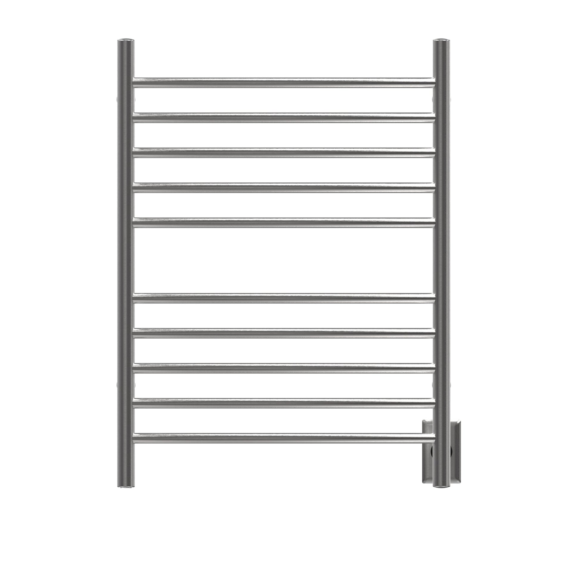 Amba Radiant Curved 10-Bar Brushed Stainless Steel Hardwired and Plug-in Combo Towel Warmer With Integrated On/Off Switch